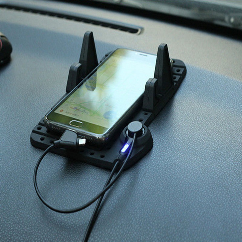 Car Mobile Holder Non-Slip Mat With Charging – Black