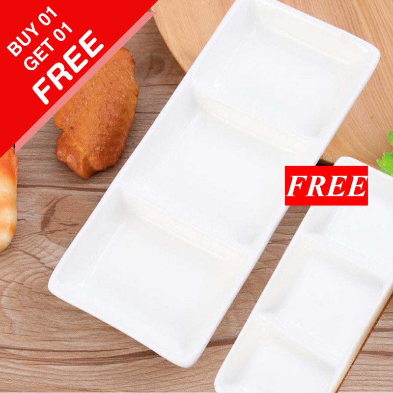 Rectangular Divided Appetizer Serving Tray Pack (Buy 01 & Get 01 Free)