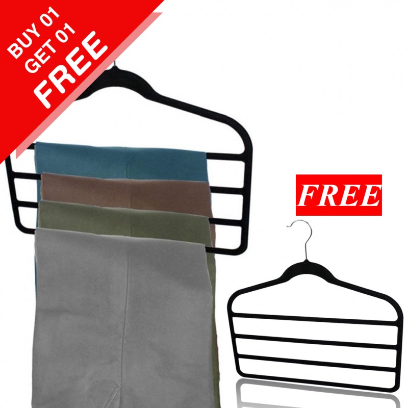 Flocked Trouser Hanger Pack (Buy 01 & Get 01 Free)