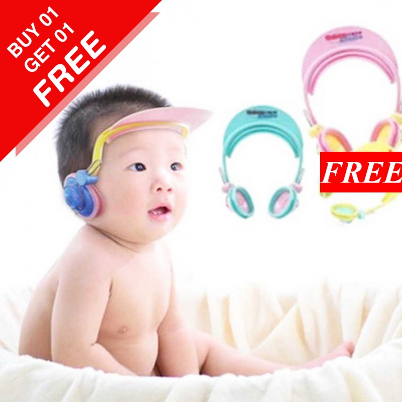 Baby Shower Caps Bath Hat Protect Ears Pack (Buy 01 & Get 01 Free)