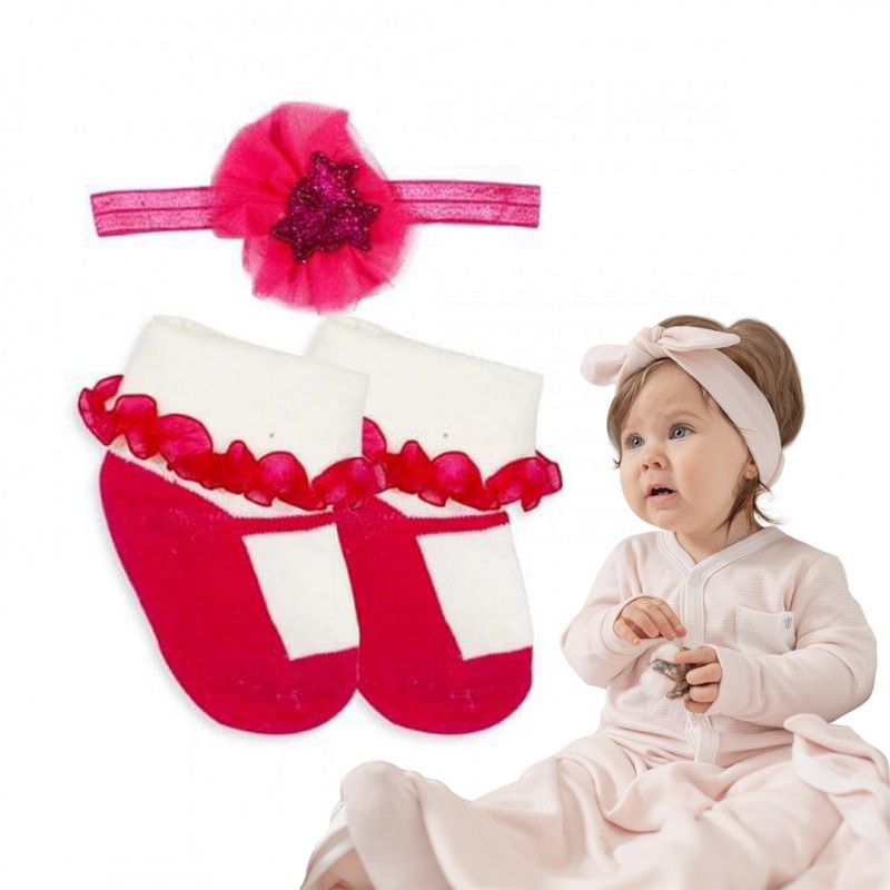 Baby Girl Gift Socks and Headband Set
