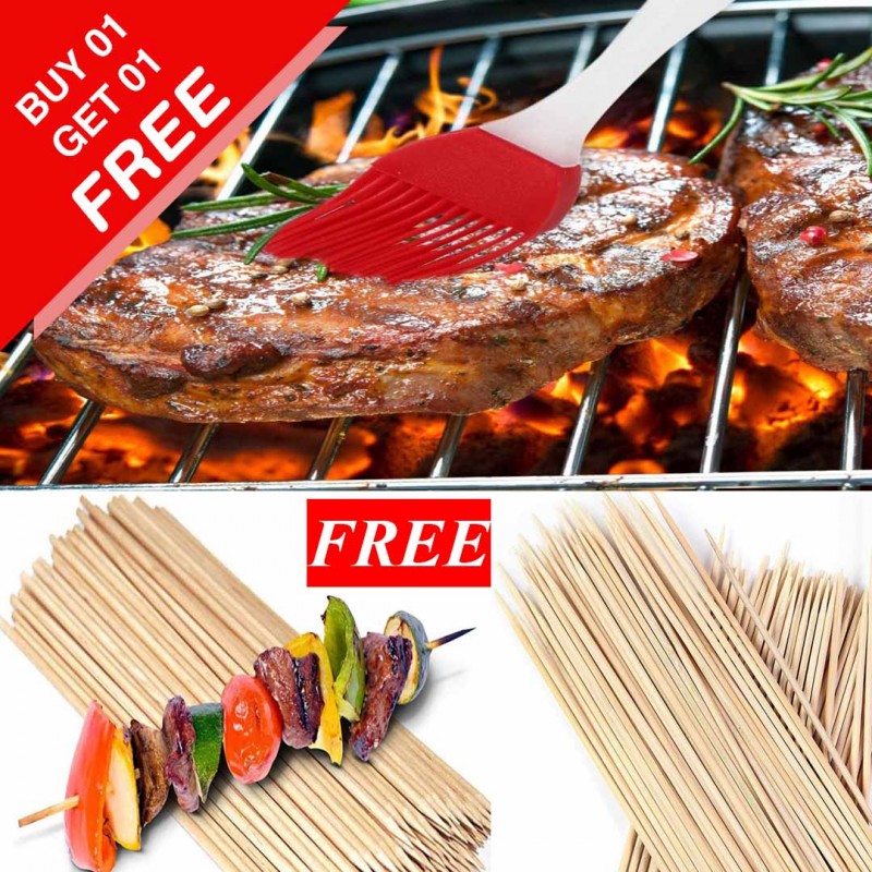 Cooking Bbq Oil Brush & Bamboo Skewers BBQ 100 Pieces (Buy 1 & Get 1 Free)
