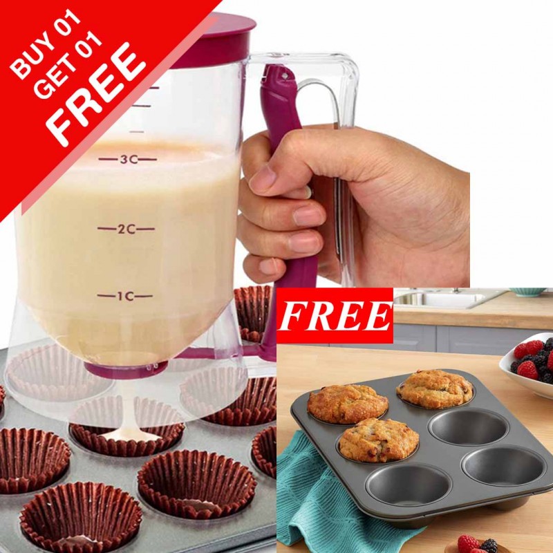 Cookie Dispenser Measuring Pastry Baking Tool & 06 Cup NonStick Cupcake Tray (Buy 01 & Get 01 Free)