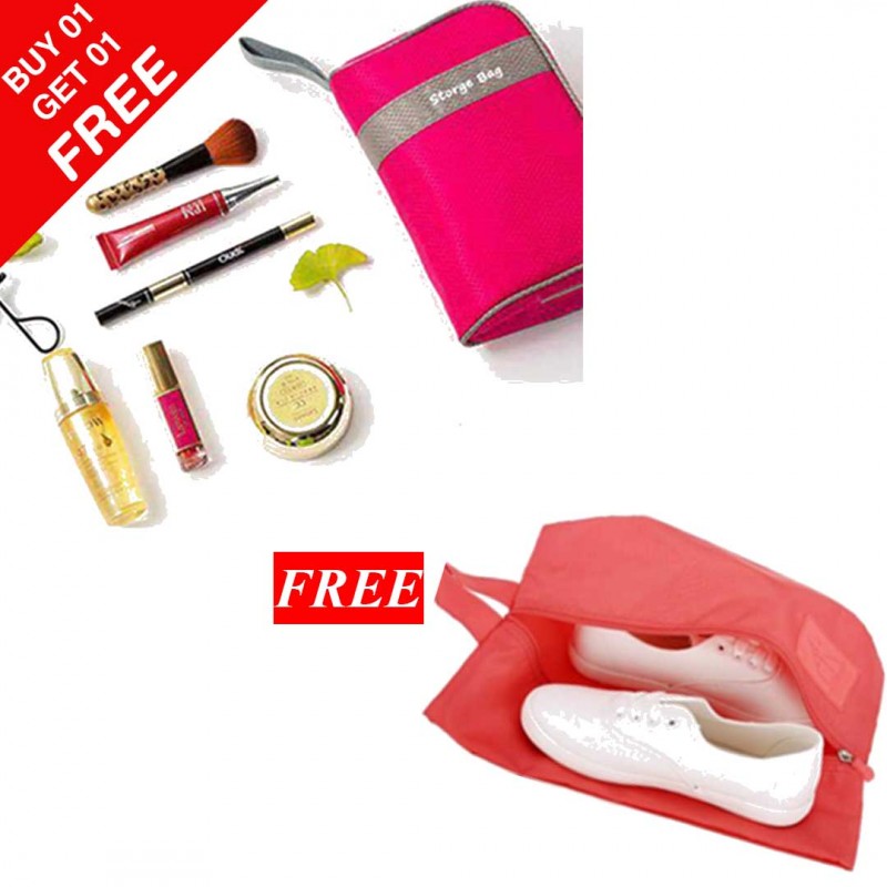 Cosmetics Storage Bag & Travel Shoe Bag (Buy 01 & Get 01 Free)