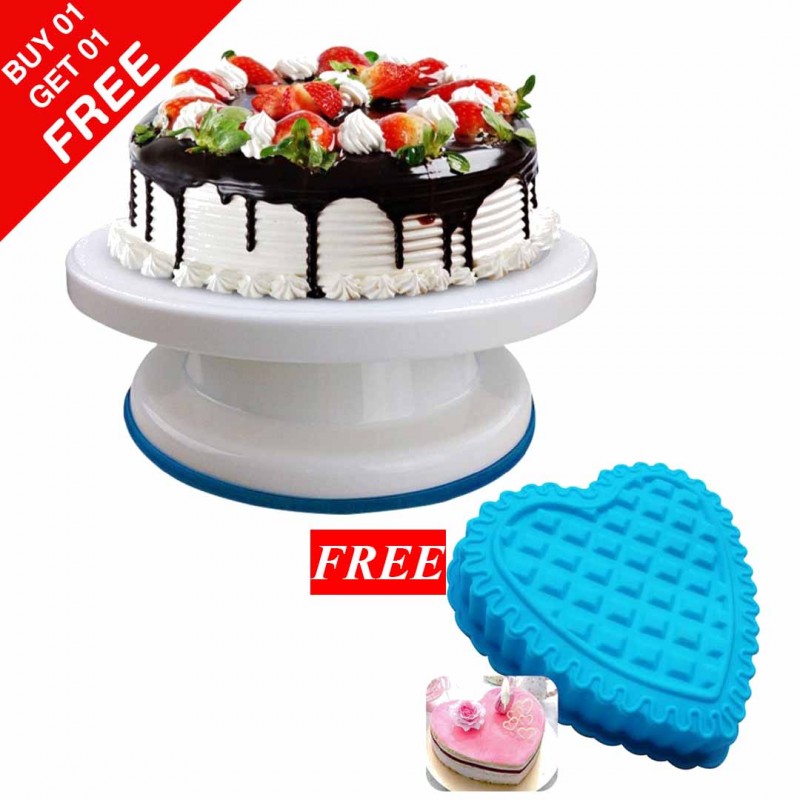 Cake Decorated Rotating Plate & Cake Mold For Baking (Buy 01 & Get 01 Free)
