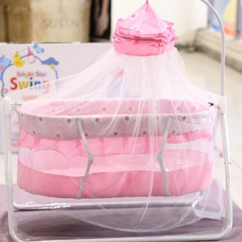 Baby Crib Bed With Mosquito Net Pink