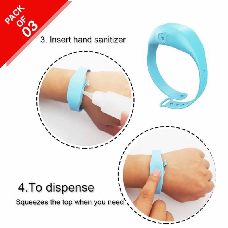 Wristband Hand Dispenser Sanitizer Pumps Pack Of 03