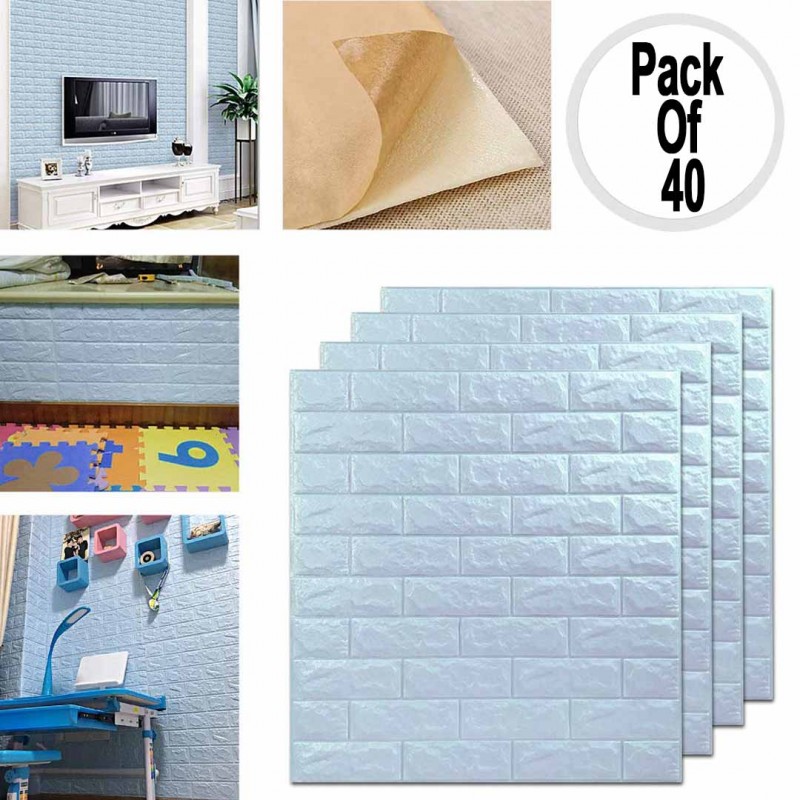 3D Wall Panels Peel and Stick Wallpaper Blue Pack Of 40