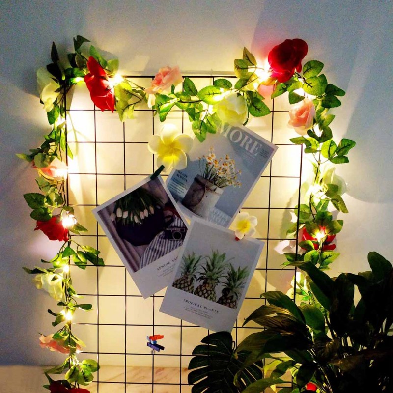 Colorful Led Roses With Leaf String
