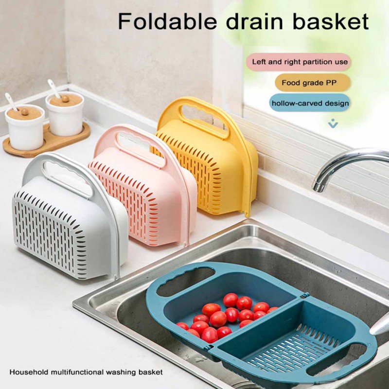 Foldable Bag shape Fruit and Vegetable Washing Basket Strainer Drainer with Handle