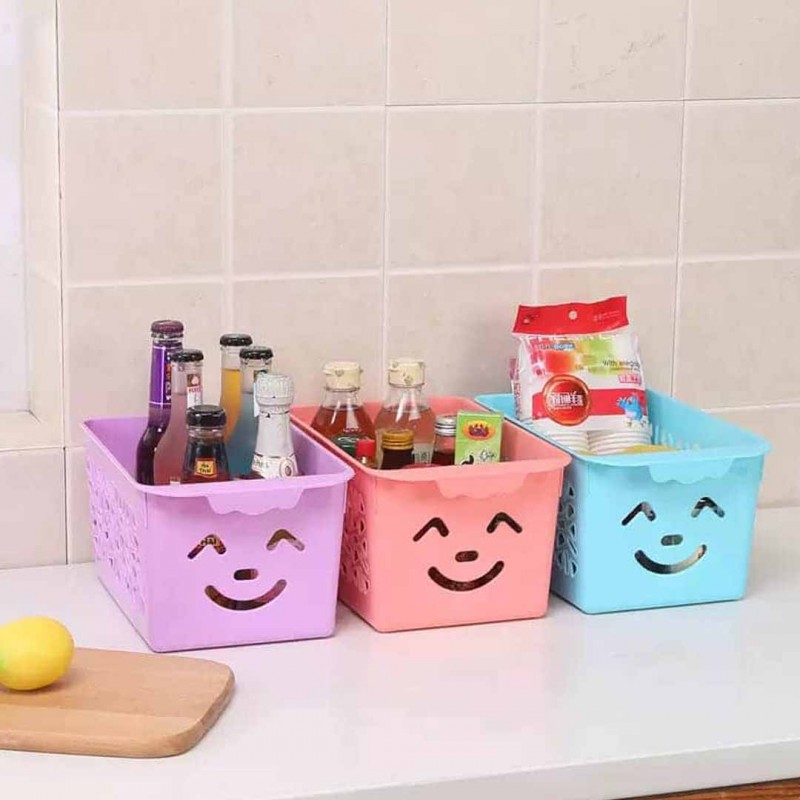 Small Smiling Plastic Storage Organizer Basket