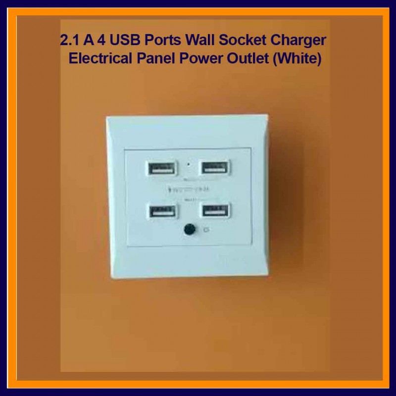 2.1 A 4 USB Ports Wall Socket Charger Electrical Panel Power Outlet (White)