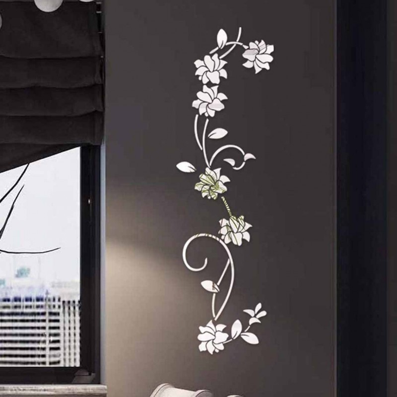 3D Removable Flower Mirror Wall Sticker
