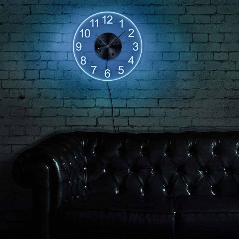 LED Lighting Wall Time Clock with Color Changing Transparent Clock