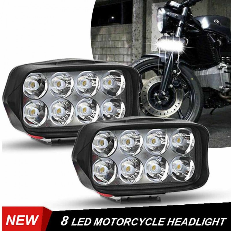 Motorcycle 8 LED External Headlight Spot Light Fog Driving Lamp Waterproof