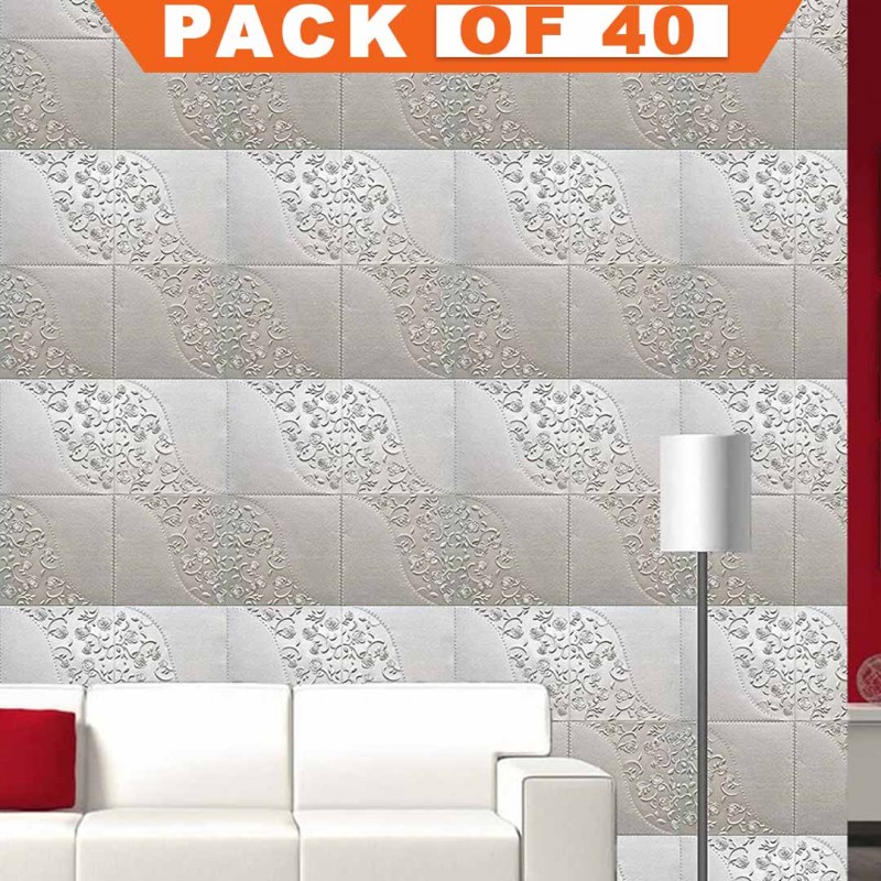 3D Foam Panels Peel & Stick Wall Stickers Silver Pack Of 40
