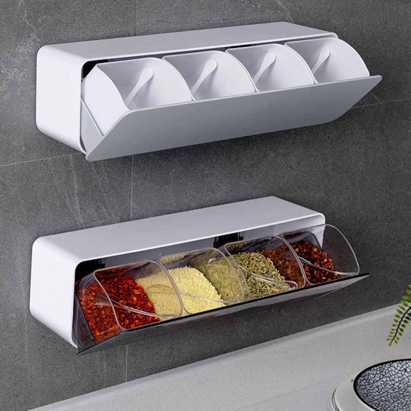 Kitchen Wall Mounted Multi-Compartment Seasoning Box
