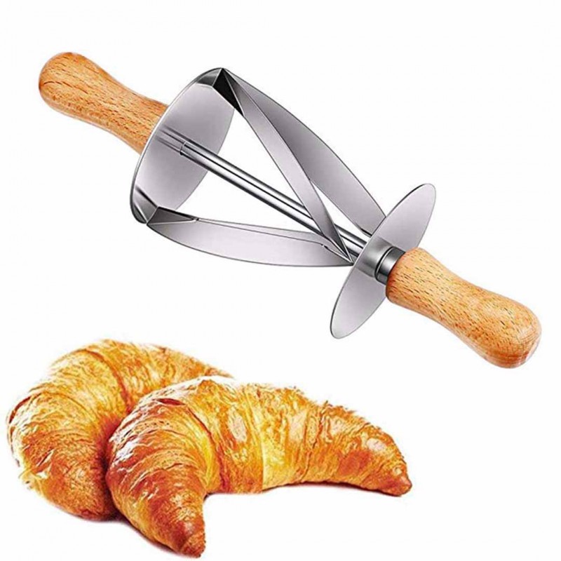Wooden Handle Stainless Steel Rolling Cutter