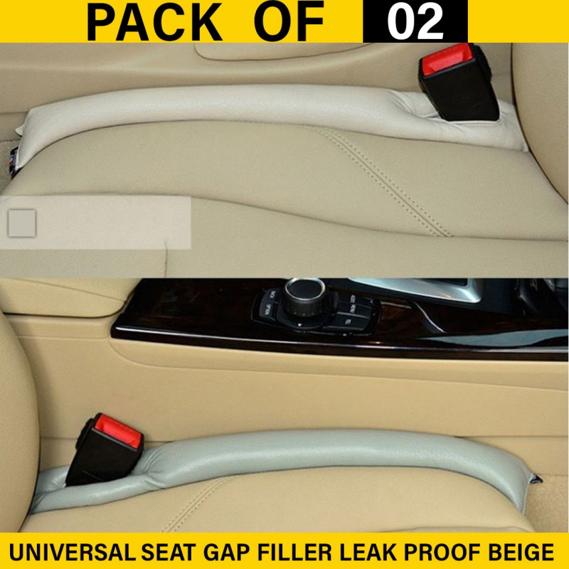 Universal Car Seat Gap Filler Leakproof Beige Color Pack Of 02