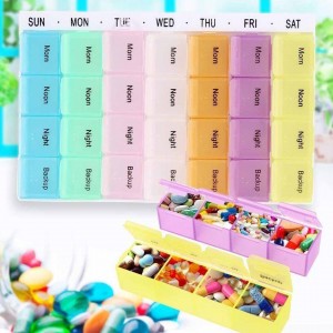 7 Day Weekly 28 Compartments Medicine Organizer Tablet Storage Case