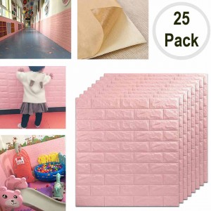 3D Wall Panels Peel and Stick Wallpaper Pink Pack Of 25