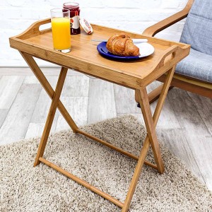 Bamboo Table with Serving Tray