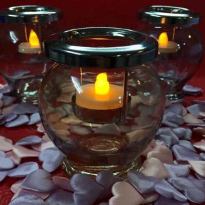 Led Glass Marital Candle Holder With Small Candle