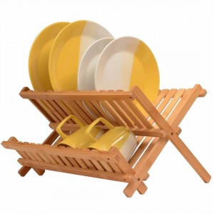 Compact And Foldable Bamboo Wooden Dish Rack