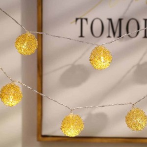 Iron Gold Fairy Garland LED Wire Ball String Lights