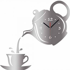 Coffee Teapot Cup 3D Wall Clock