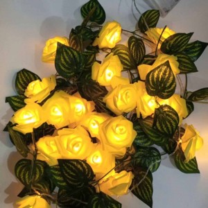 Yellow Roses with Leaves Fairy Decorative Lights