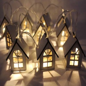 Wooden String Lights Heart Shaped House
