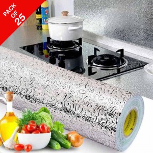 Kitchen Oil Proof Waterproof Stickers Aluminum Foil Pack Of 25