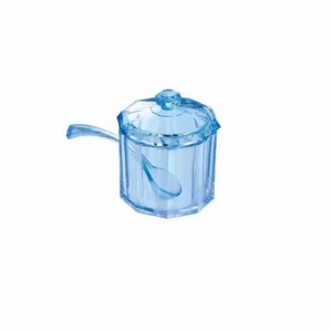 New Look Crystal Sugar Pot with colored lids and spoon - 300ML