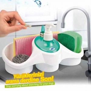 Plastic Soap Dispenser and Sponge Holder Combo