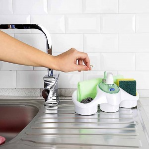 Plastic Soap Dispenser and Sponge Holder Combo