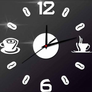 Acrylic Wall Clock Modern Design Coffee Cup Clock Poster Wall Clocks