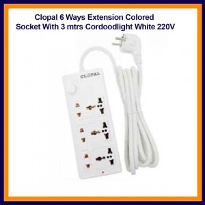 Clopal 6 Ways Extension Colored Socket With 3 mtrs Cord