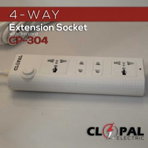 Clopal 4 Ways Extension Colored Socket With 3 mtrs Cord - 2500 watts