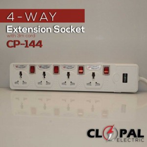 Clopal 4 Ways Extension Socket With 3 mtrs Cord 2500 watts