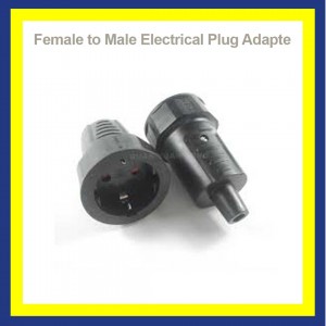 Female to Male Electrical Plug Adapter Black French Standard Socket