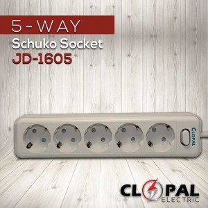 Clopal 5 Ways Extension Socket With 3 Mtrs Cord 2500 Watts