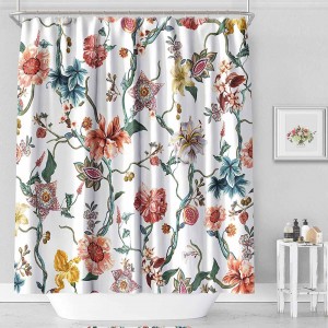 Fabric Decorative Floral Shower Curtain Set