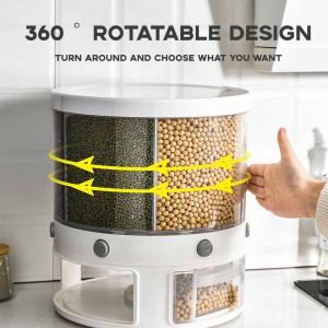 Round Rotatable Multi Functional Dividing Rice Bucket Household