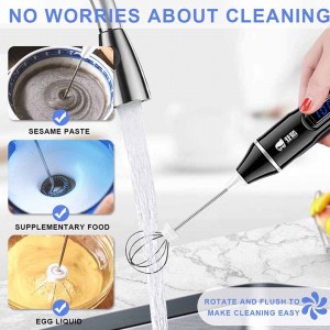LCD Display Milk Frother Electric Handheld Blender