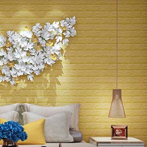 3D Wall Panels Peel And Stick Wallpaper Yellow Pack Of 15