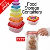 Multi Coloured Lids Containers & Reusable Storage Bottle (Buy 01 & Get 01 Free)