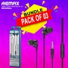 Remax RW-105 New Music Earphone With HD Mic (Pack Of 03)