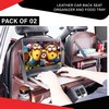Leather Car Seat Organizer with Built-In Food Tray – Premium Storage Solution for Travel and Family Rides Pack of 02